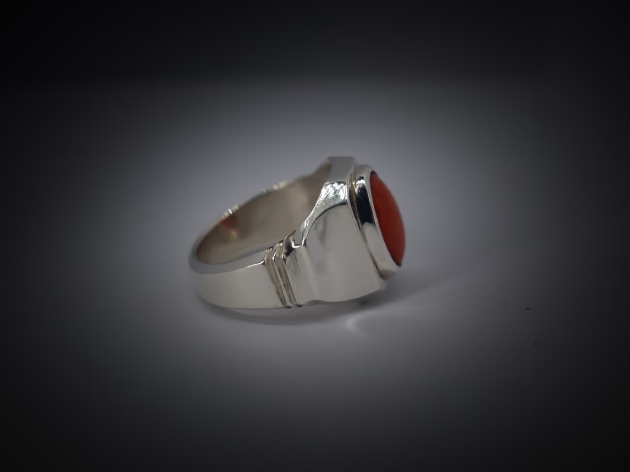 Natural Red Marjan Coral Ring in 925 Sterling Silver – Handmade Luxury Jewelry
