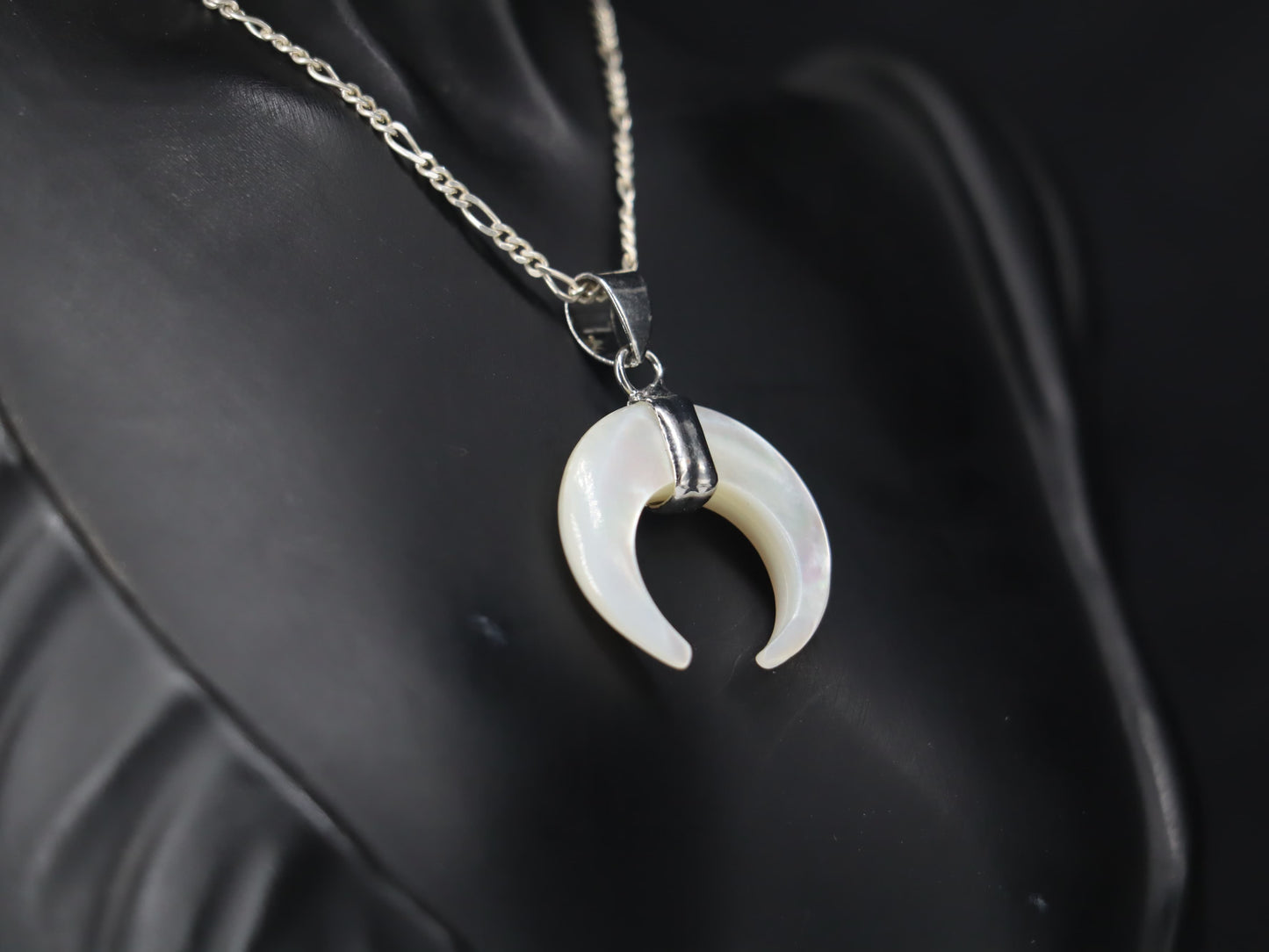 Elegant Pearl Crescent Pendant with Sterling Silver Chain