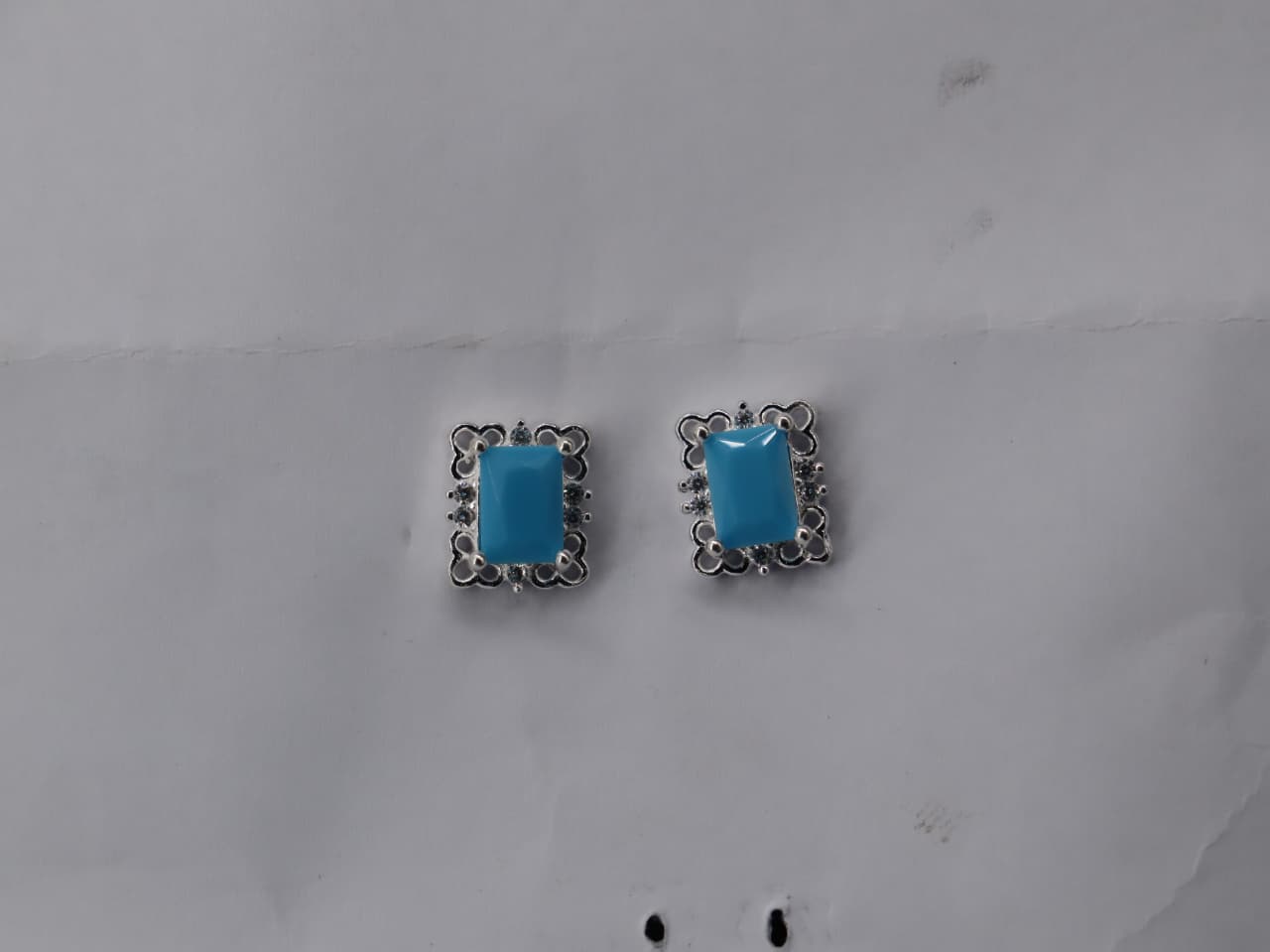 Handcrafted Silver Earrings with Natural Feroza Stone