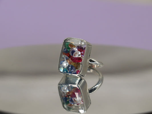 Colorburst silver Ring