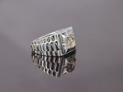Handcrafted Rolex-Style Topaz Ring in Sterling Silver 925