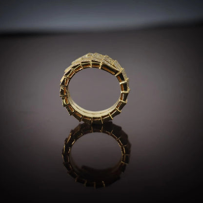Royal Golden Plated Snake Ring - Multi Layer Stone Setting