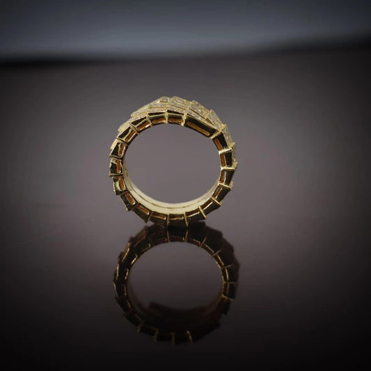 Royal Golden Plated Snake Ring - Multi Layer Stone Setting