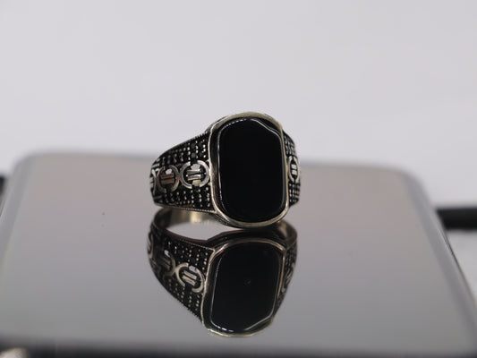 Black Agate (Aqeeq)  Italian Silver Ring – Premium Finish Jewelry