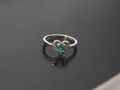 Elegant Swat Emerald Heart Ring in Sterling Silver with Zircon Accents