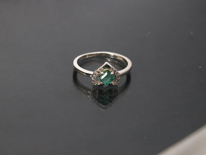 Elegant Swat Emerald Heart Ring in Sterling Silver with Zircon Accents