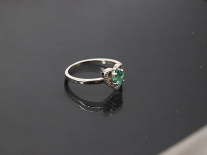 Elegant Swat Emerald Heart Ring in Sterling Silver with Zircon Accents