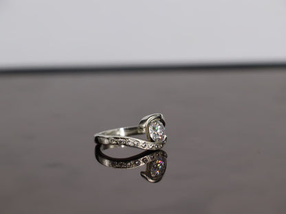 Modern Twist Moissanite Ring - Sparkling Center Stone In Sterling Silver