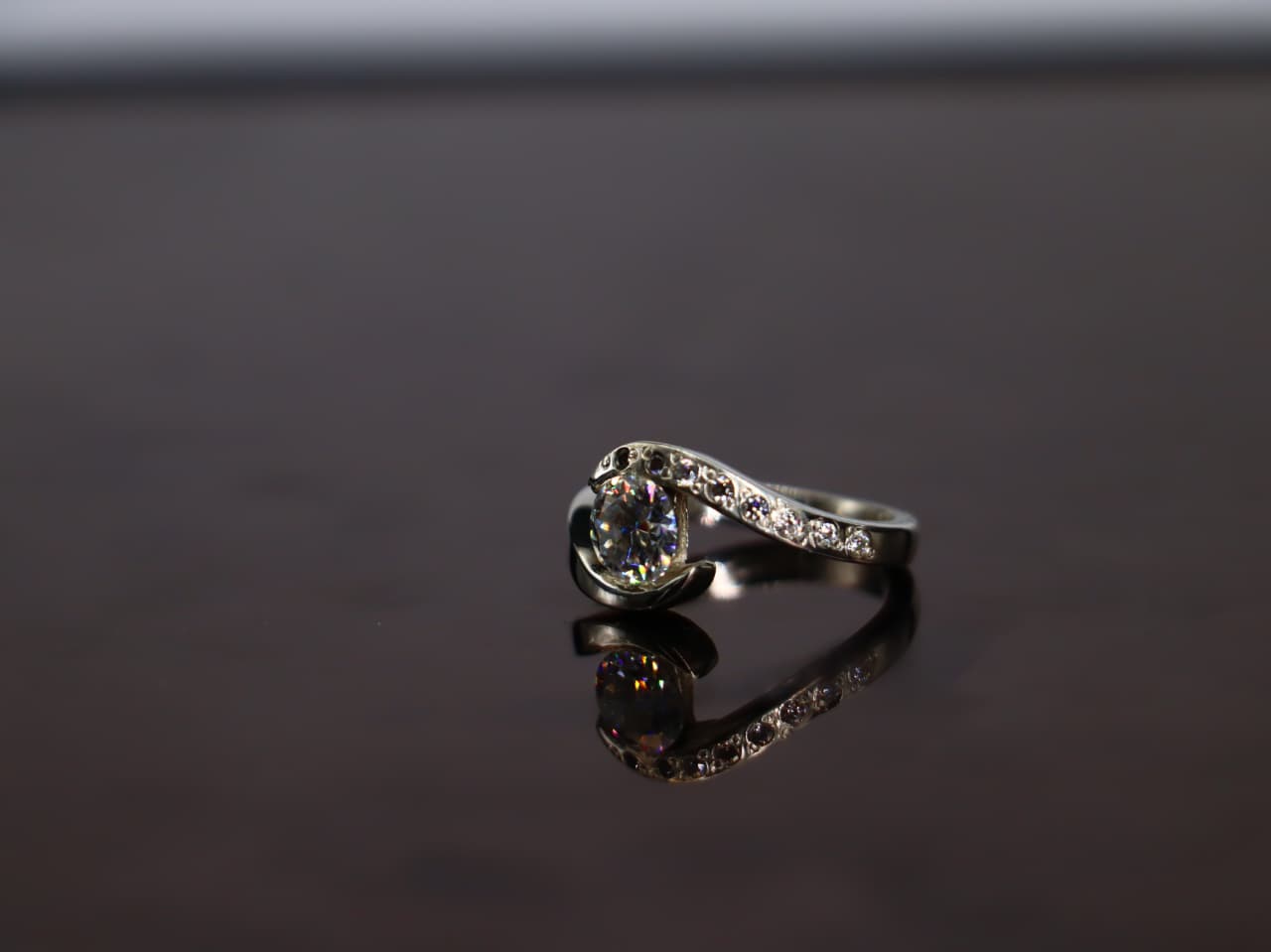 Modern Twist Moissanite Ring - Sparkling Center Stone In Sterling Silver