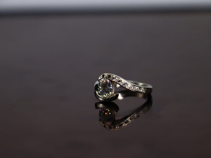 Modern Twist Moissanite Ring - Sparkling Center Stone In Sterling Silver