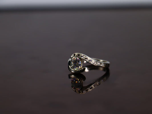 Modern Twist Moissanite Ring - Sparkling Center Stone In Sterling Silver