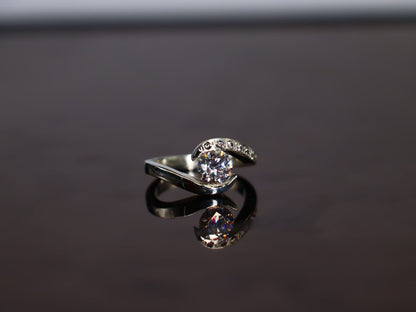 Modern Twist Moissanite Ring - Sparkling Center Stone In Sterling Silver