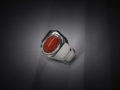 Natural Red Marjan Coral Ring in 925 Sterling Silver – Handmade Luxury Jewelry