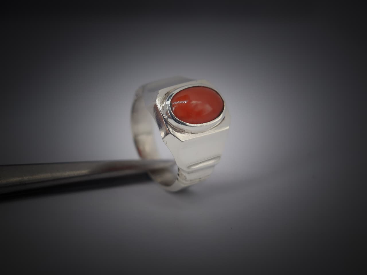 Natural Red Marjan Coral Ring in 925 Sterling Silver – Handmade Luxury Jewelry