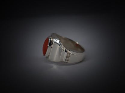 Natural Red Marjan Coral Ring in 925 Sterling Silver – Handmade Luxury Jewelry