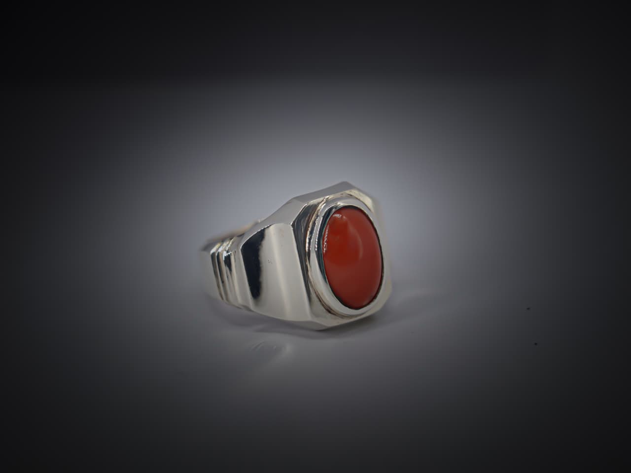 Natural Red Marjan Coral Ring in 925 Sterling Silver – Handmade Luxury Jewelry
