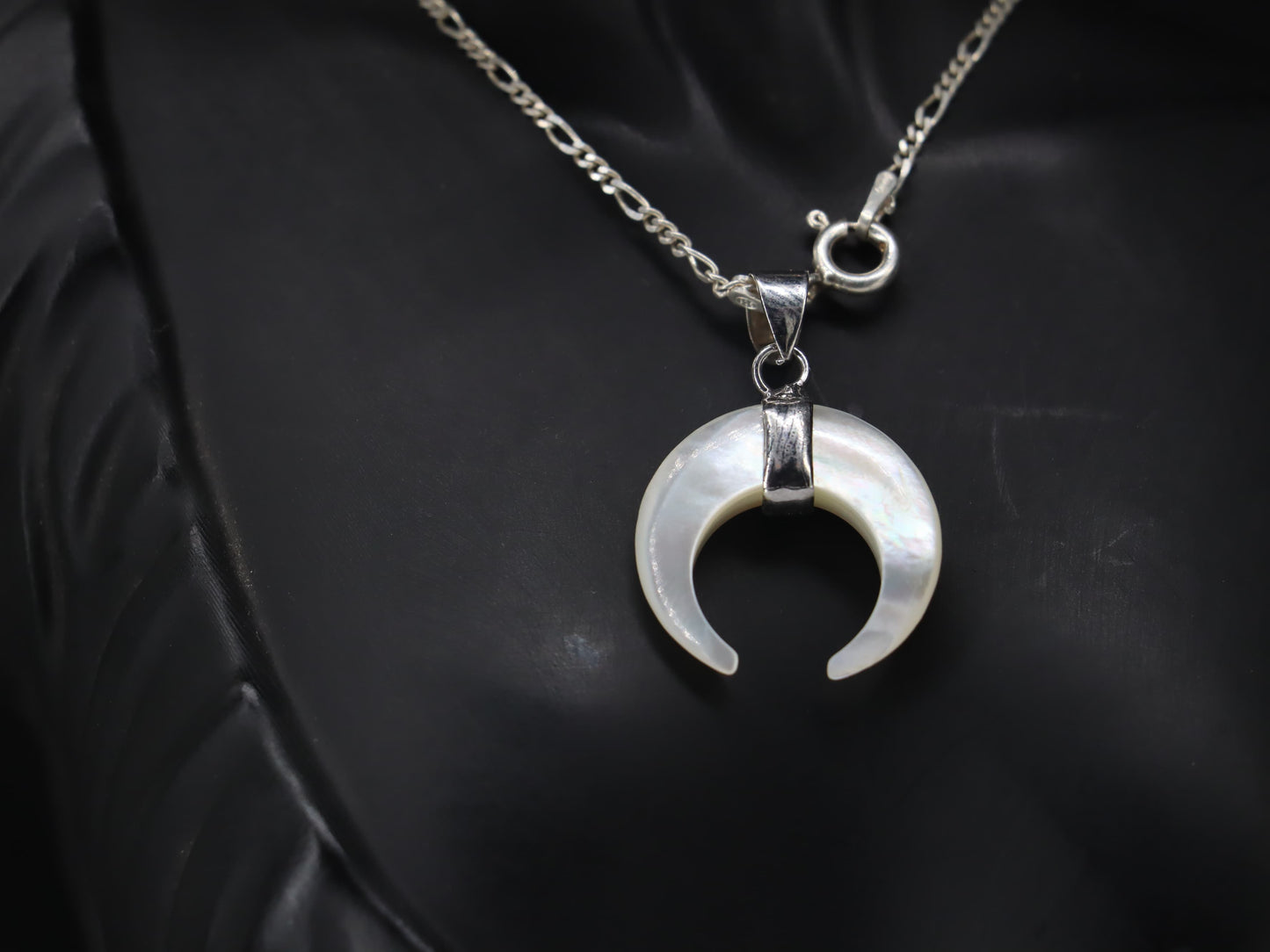 Elegant Pearl Crescent Pendant with Sterling Silver Chain