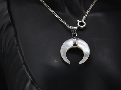 Elegant Pearl Crescent Pendant with Sterling Silver Chain