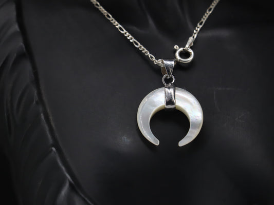 Elegant Pearl Crescent Pendant with Sterling Silver Chain