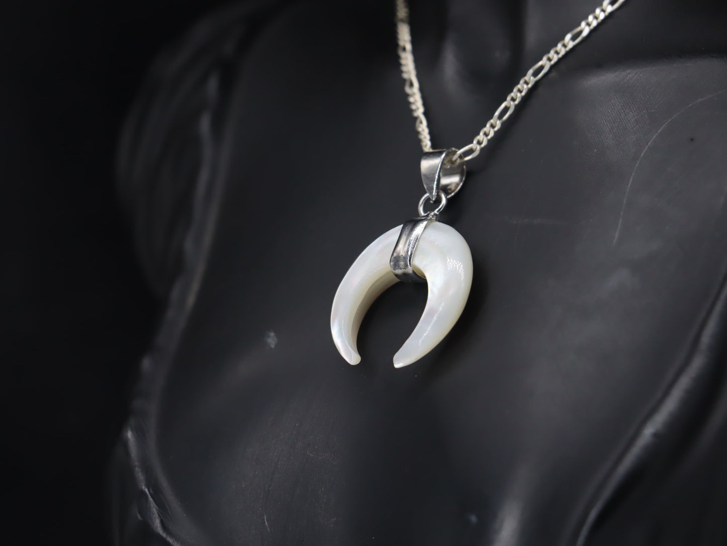 Elegant Pearl Crescent Pendant with Sterling Silver Chain