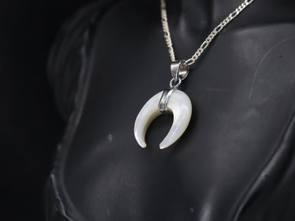 Elegant Pearl Crescent Pendant with Sterling Silver Chain