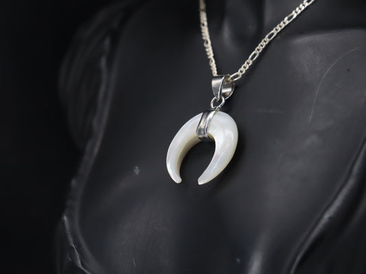 Elegant Pearl Crescent Pendant with Sterling Silver Chain