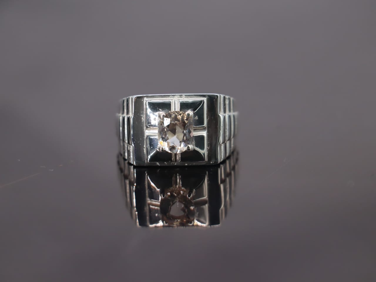 Handcrafted Rolex-Style Topaz Ring in Sterling Silver 925