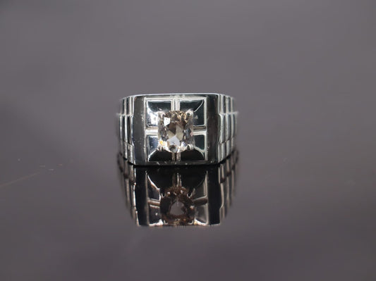 Handcrafted Rolex-Style Topaz Ring in Sterling Silver 925