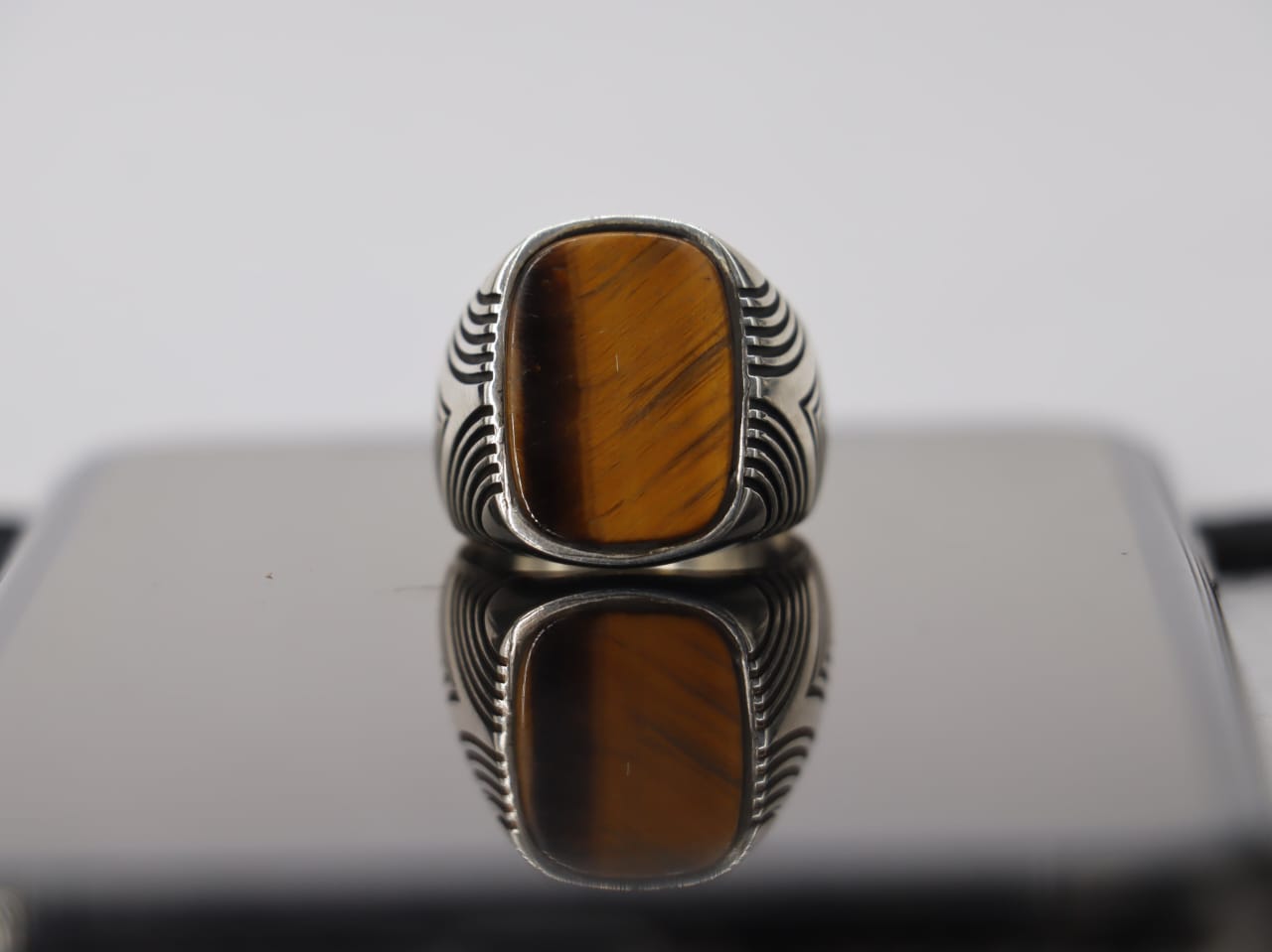 Handcrafted Turkish Design Tiger Eye Ring in Sterling Silver 925