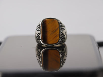 Handcrafted Turkish Design Tiger Eye Ring in Sterling Silver 925