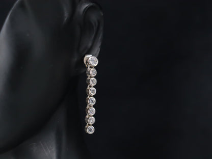 Elegant Long Silver Earrings Decorated with Sparkling Zircon Stones
