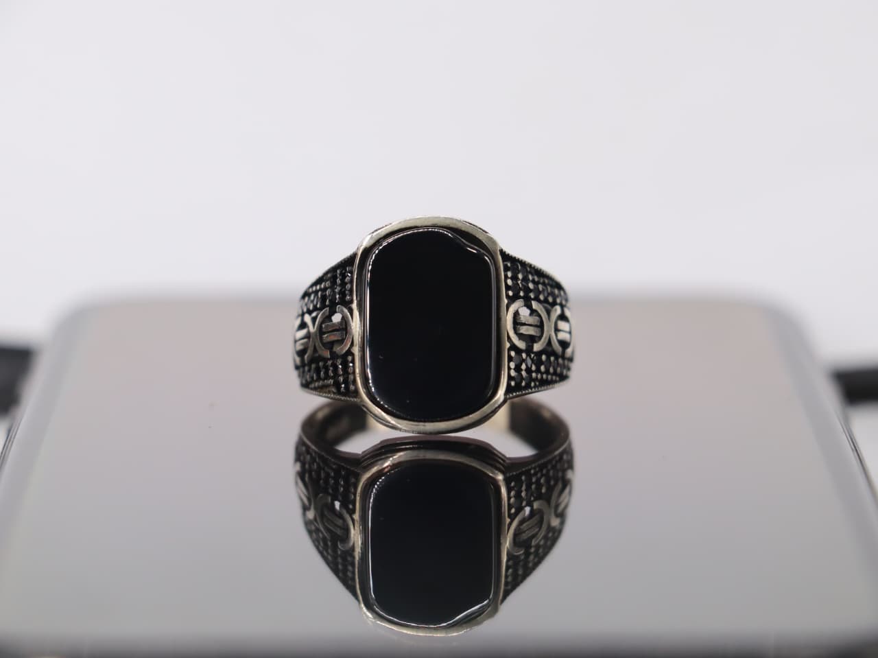 Black Agate (Aqeeq)  Italian Silver Ring – Premium Finish Jewelry
