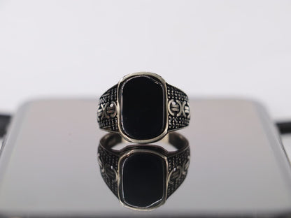 Black Agate (Aqeeq)  Italian Silver Ring – Premium Finish Jewelry